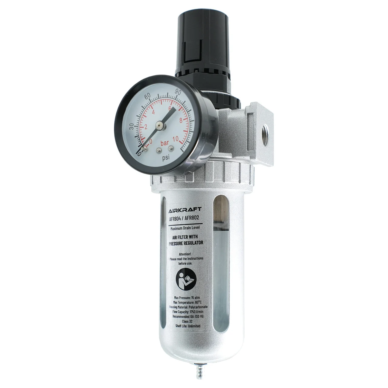 Фільтр очищення повітря AIRKRAFT AFR802 1/4" 500 л/хв 0,5 кг з редуктором