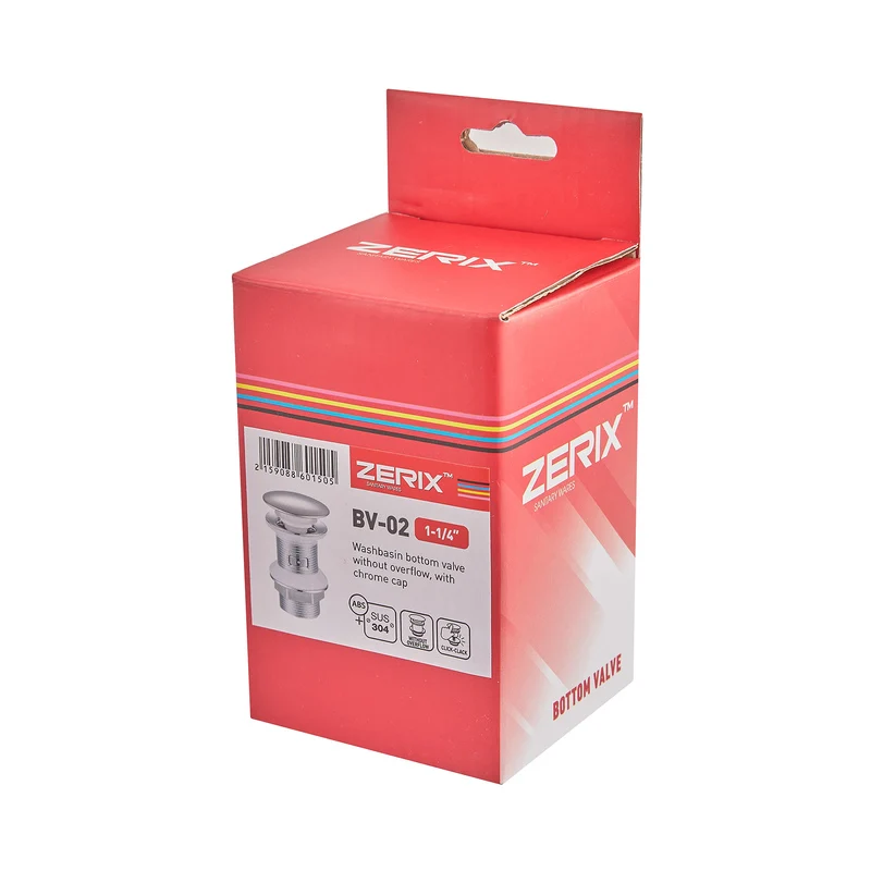 Донний клапан Zerix BV-02 1 1/4'' автоматичний click-clack метал хром