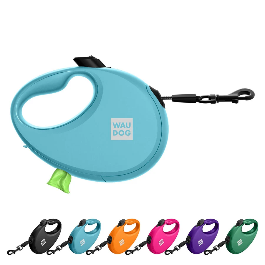 Повідець-рулетка WAUDOG R-leash S 3 м пластиковий блакитний до 12 кг