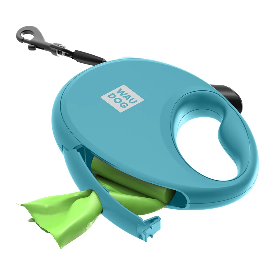 Повідець-рулетка WAUDOG R-leash S 3 м пластиковий блакитний до 12 кг