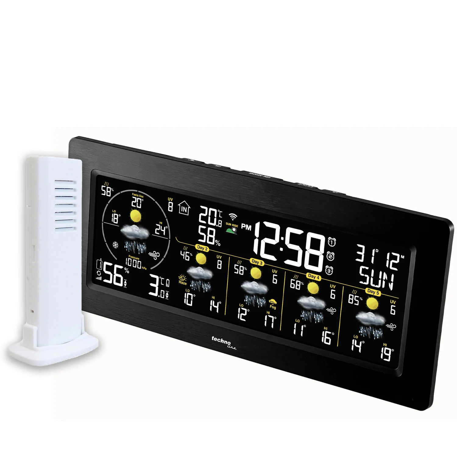 Метеостанція Technoline WD3050 кольоровий дисплей WiFi дерево антрацит 50х20х10 см
