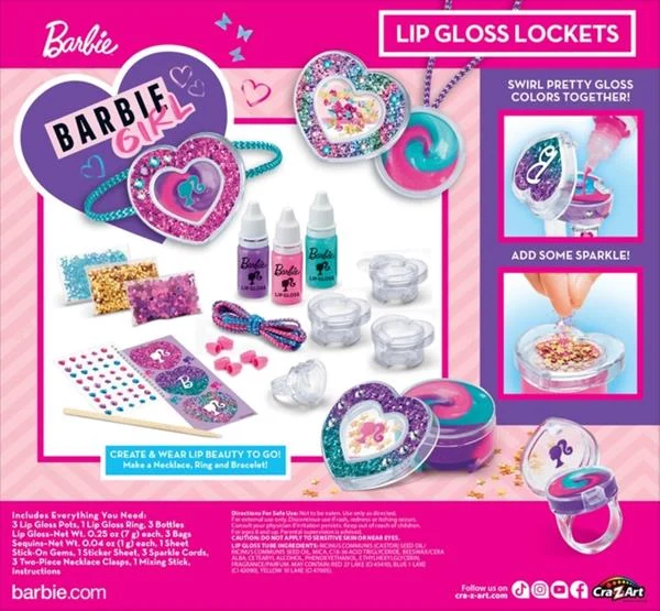 Косметичний набір Cra-Z-Art Barbie Sparkle Lockets для губ з кулонами 34068CRA