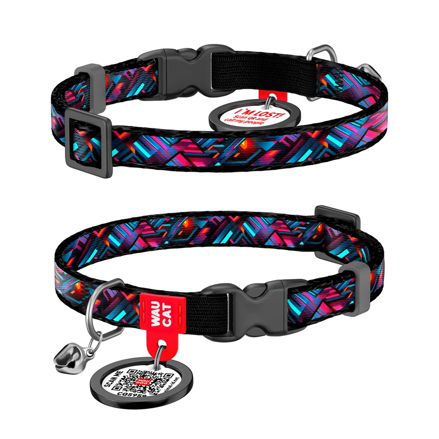 Нашийник WAUCAT Nylon XS 10 мм 20-30 см Нейлон Нескінченні світи з QR паспортом