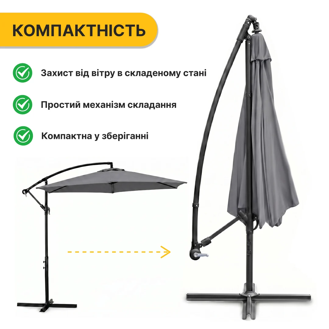 Садовий комплект 4 крісла + столик + зонтик LEOBRO Comfort МеталТекстиль Білий 28 кг