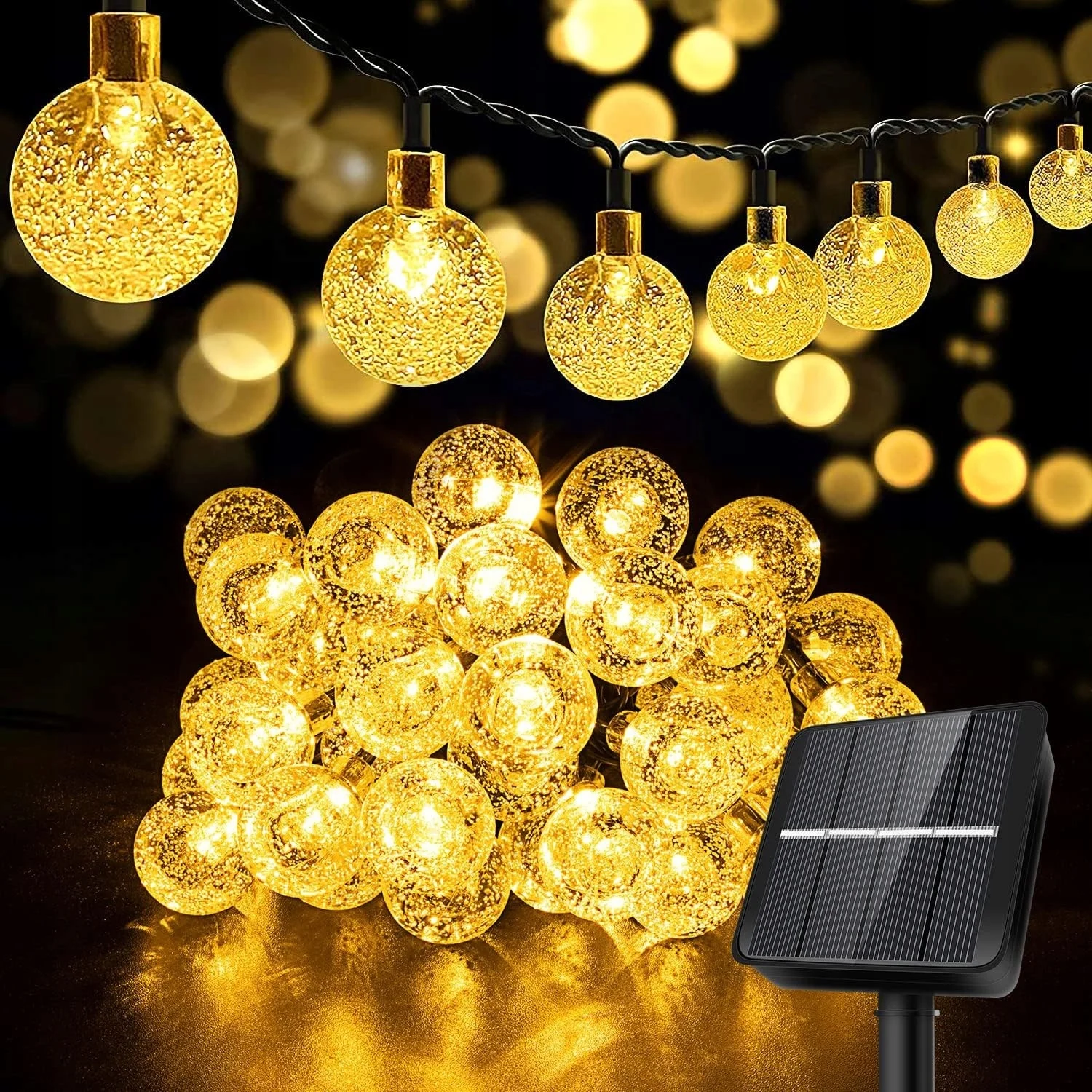 Сонячна гірлянда 50 LED-кульок SuperLED Soli 9,5 м тепле біле IP44