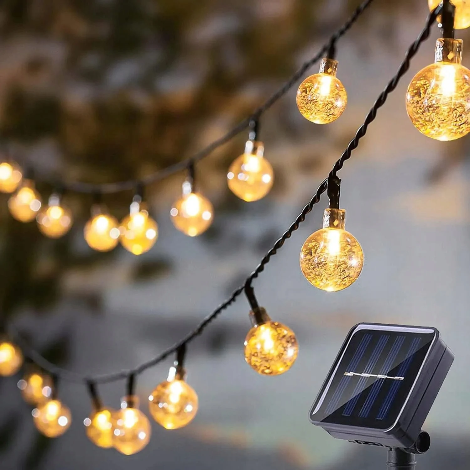 Сонячна гірлянда 50 LED-кульок SuperLED Soli 9,5 м тепле біле IP44