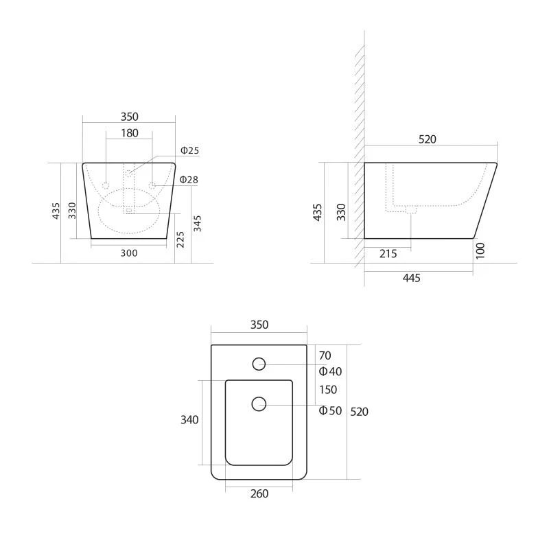 Біде підвісне Qtap Tern 520x350x330 мм Кераміка Мармуровий