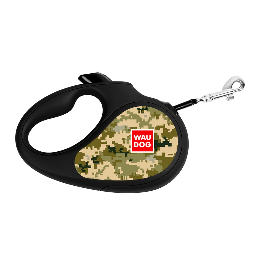 Повідець-рулетка WAUDOG R-leash до 15 кг 5 м світловідбиваюча стрічка Мілітарі