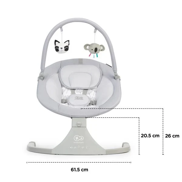 Шезлонг-гойдалка Kinderkraft Luli 55,5x61,5x51,5 см сталь, поліестер, сірий