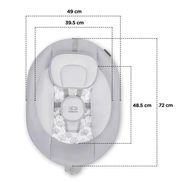 Шезлонг-гойдалка Kinderkraft Luli 55,5x61,5x51,5 см сталь, поліестер, сірий