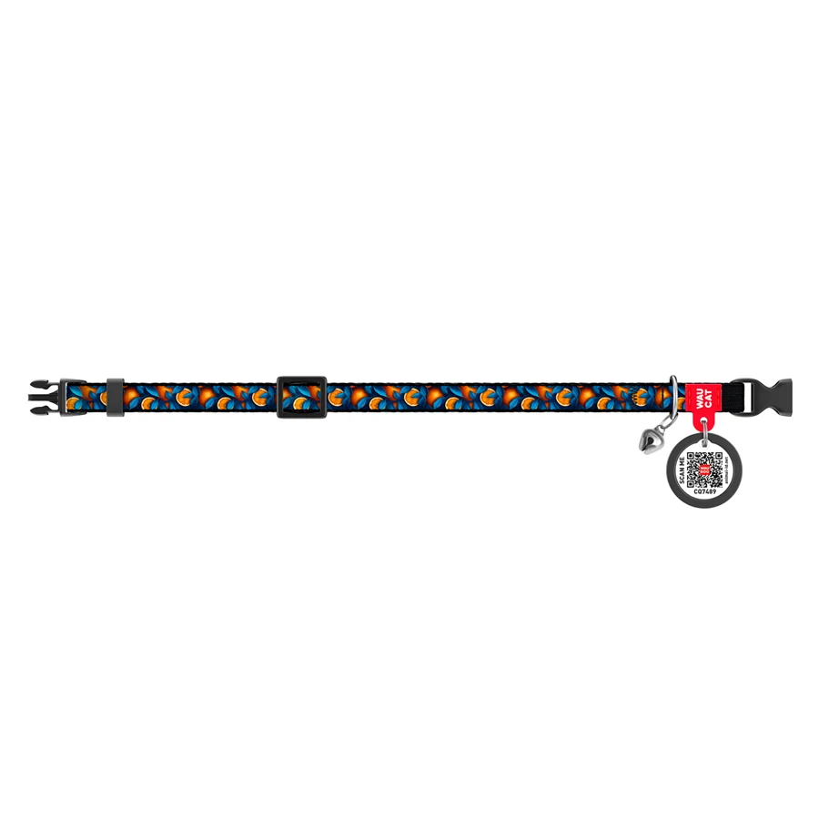 Нашийник WAUCAT Nylon XS 20-30 см 10 мм Нейлон Апельсини з QR паспортом