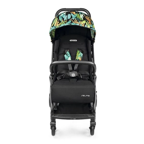 Прогулянкова коляска Peg-Perego Selfie чорна з тропічним малюнком екошкіра