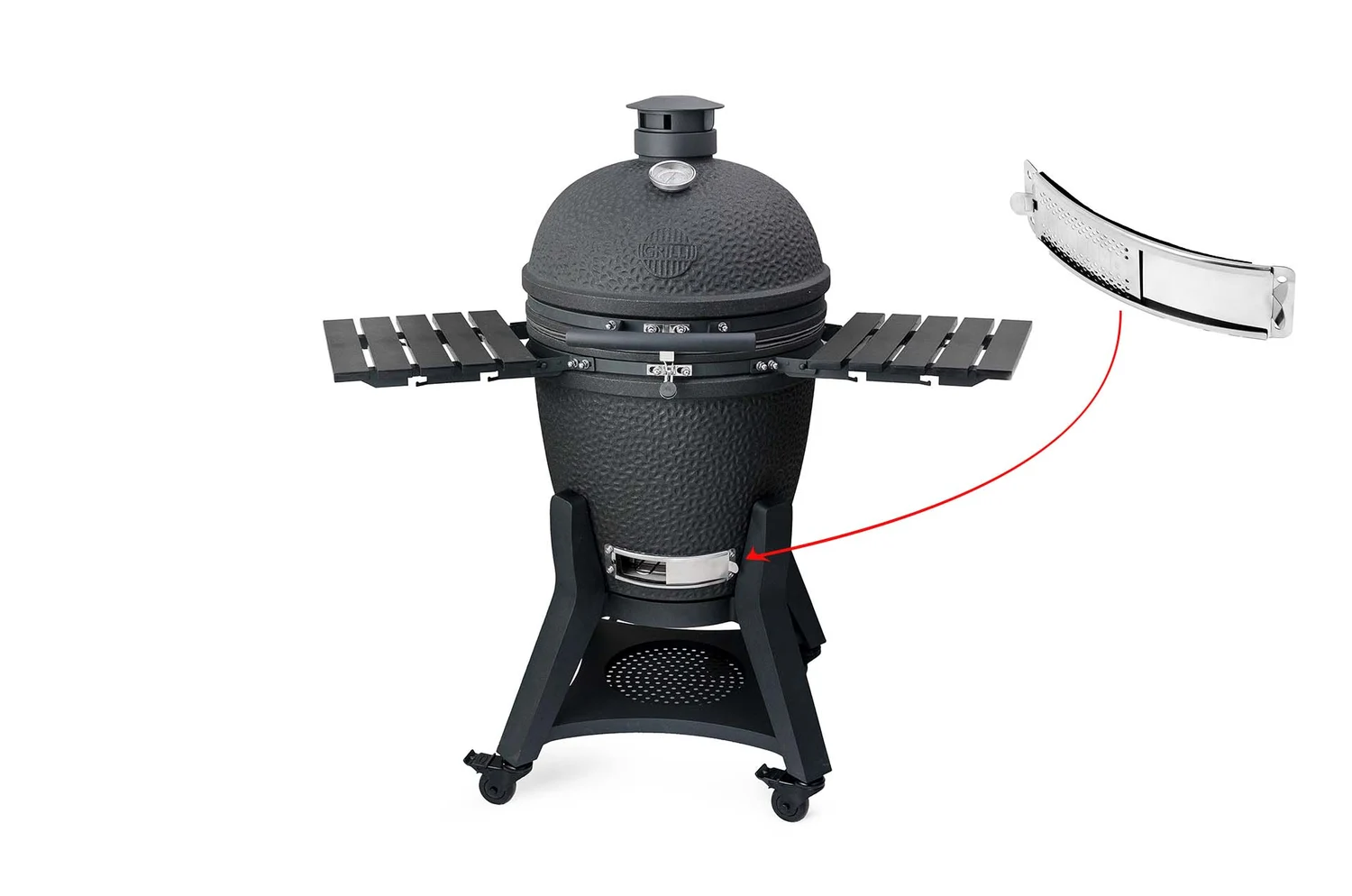 Нижня заслінка GRILLI Kamado L нержавіюча сталь 25,3х7,8х3,5 см