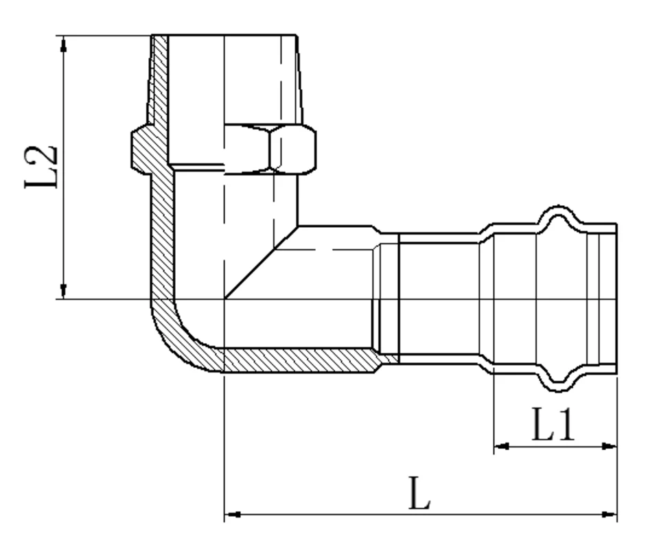 Коліно 90° Koer KQ.L2206M 22x1/2" AISI 304 для водопроводу