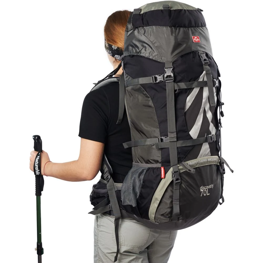 Рюкзак туристичний Naturehike NH70B070-B 70 л поліестер 75х27х33 см чорно-сірий