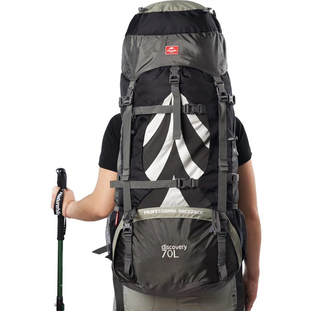 Рюкзак туристичний Naturehike NH70B070-B 70 л поліестер 75х27х33 см чорно-сірий