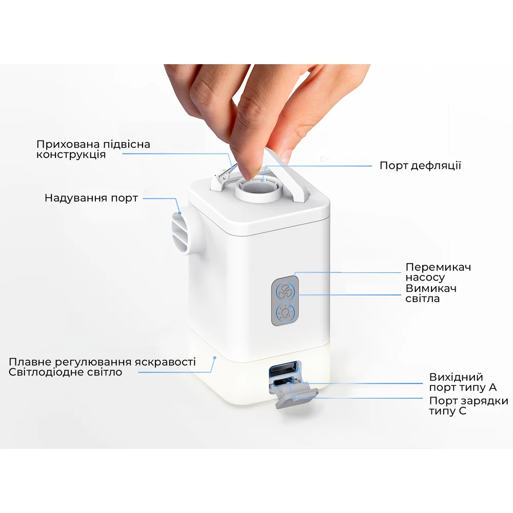 Насос-фонарь 4 в 1 Flextail Max Pump 2 Plus 500 лм ABS-пластик 5,5х5х9 см оранжевый