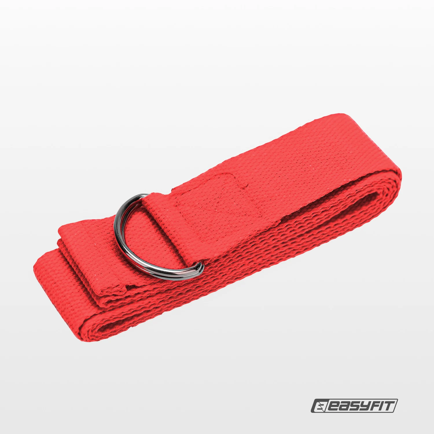 Ремінь для йоги EasyFit 183 см гіпоалергенний червоний з металевою пряжкою