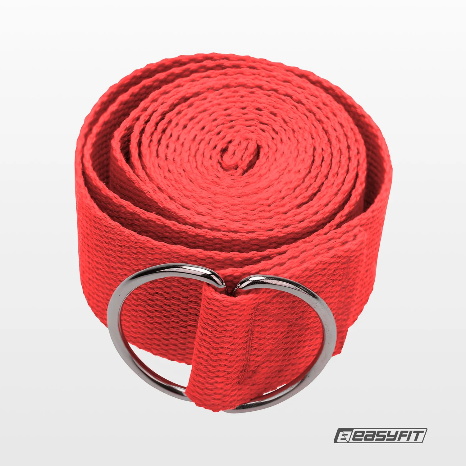 Ремінь для йоги EasyFit 183 см гіпоалергенний червоний з металевою пряжкою