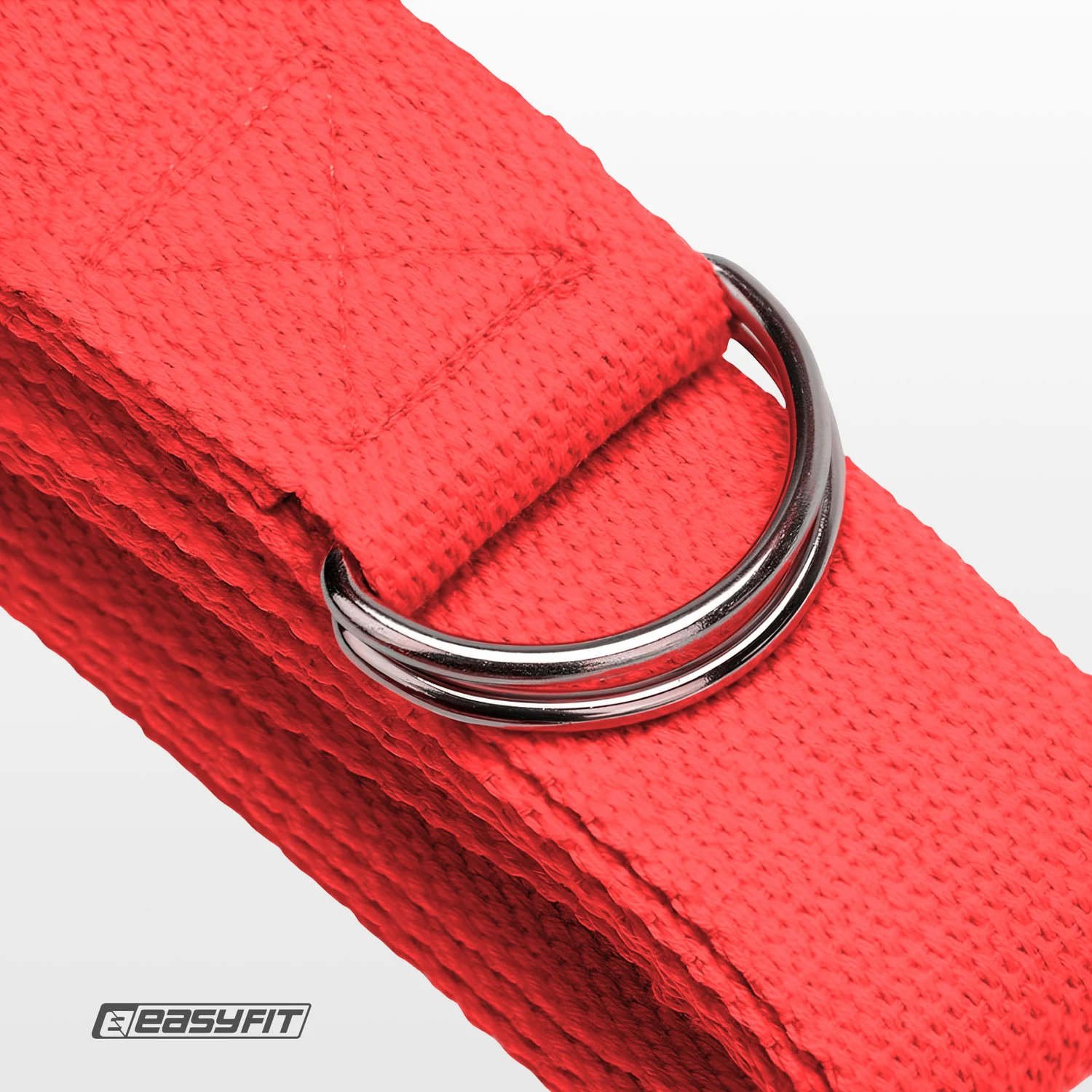 Ремінь для йоги EasyFit 183 см гіпоалергенний червоний з металевою пряжкою