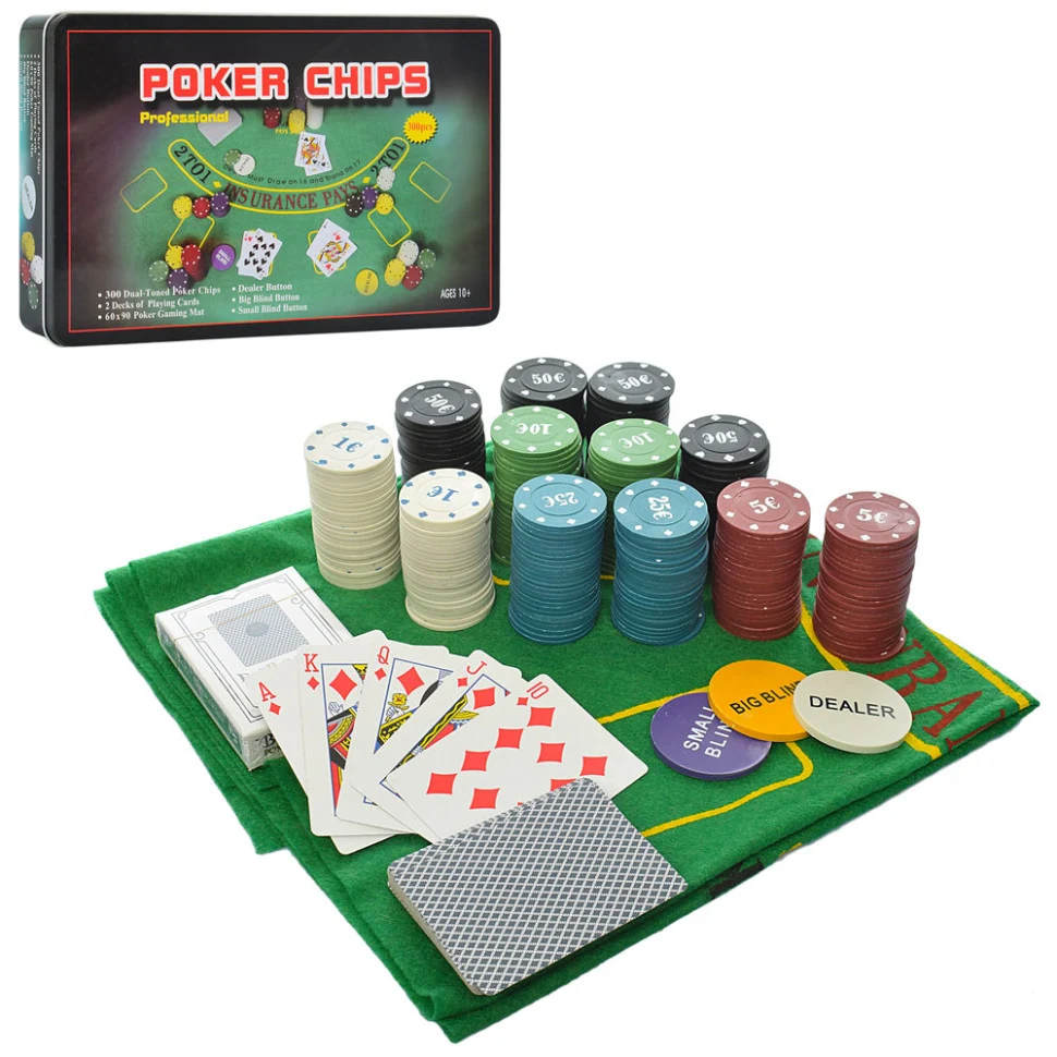 Игровой набор Покер A164 300 фішок пластикові 33х20х5,5 см