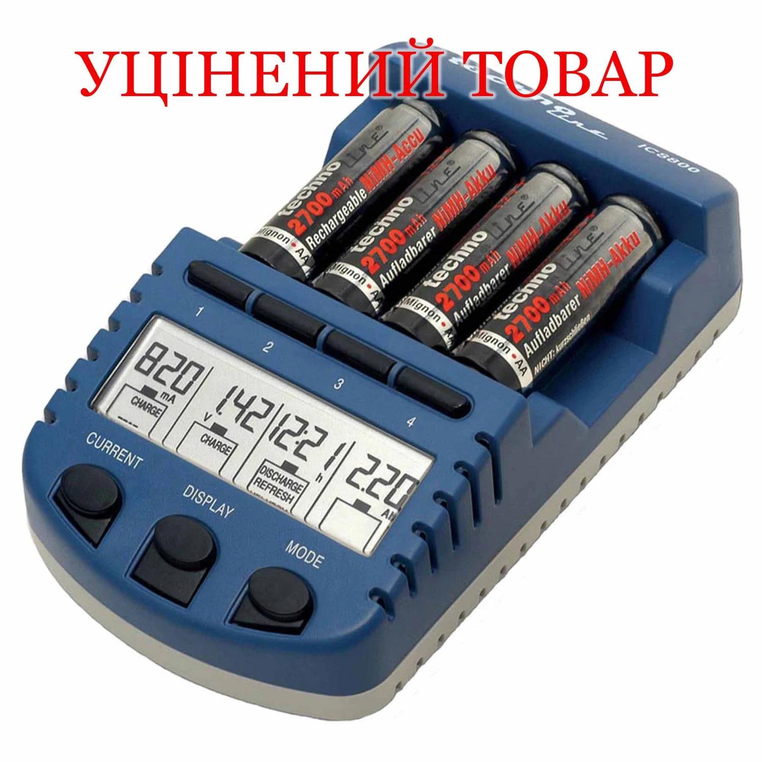 Зарядне пристрій Technoline BC1000 мікропроцесорне 4 канали 220V з акумуляторами AA
