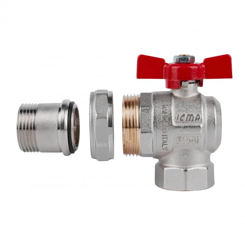 Кран кульовий 1" кутовий ICMA FAR. ROSSA латунь червоний
