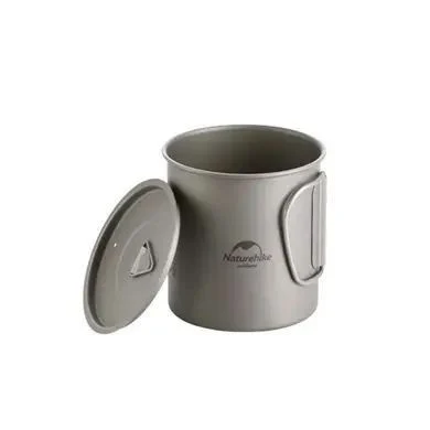 Кружка титановая 450 мл с ручкой Naturehike NH20CJ005 серебристая титан 9х8 см 79 г