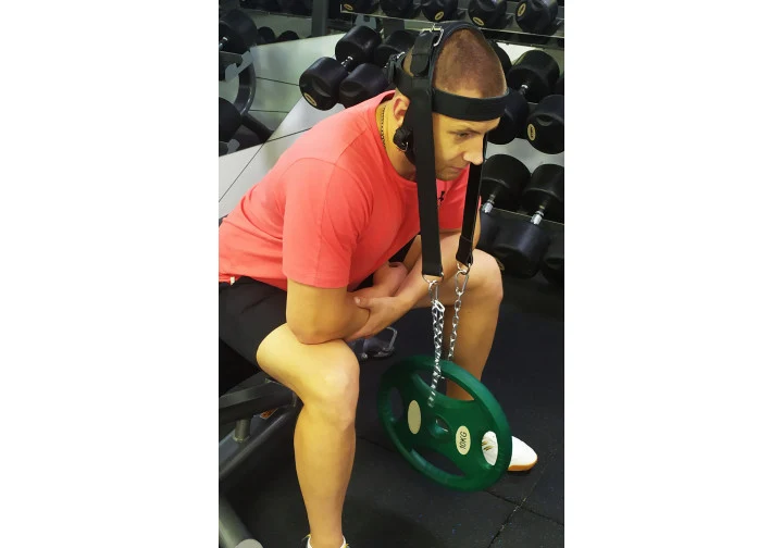 Упряжка EasyFit BISON регульована чорна натуральна шкіра для тренування м'язів шиї
